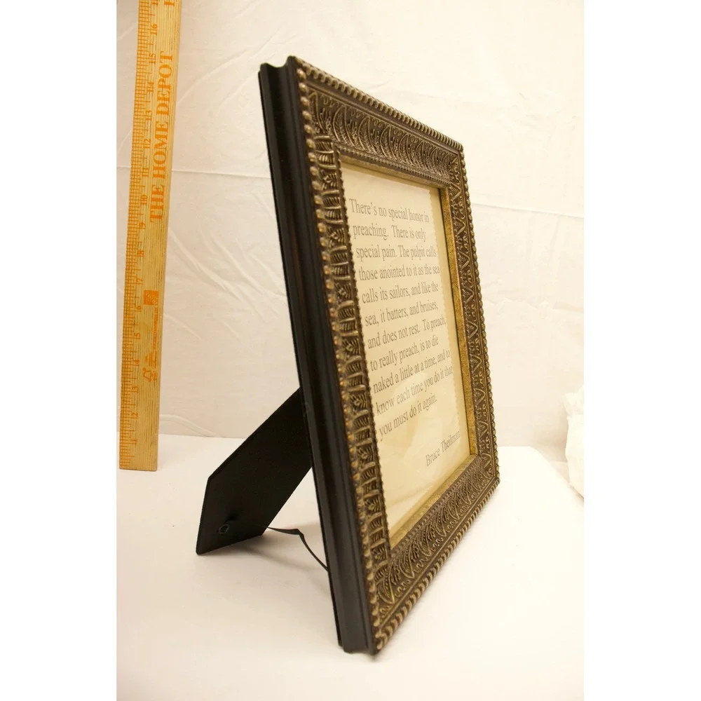 Bruce Theilman Preaching Quote Framed Art Bronze Ornate Tabletop Wall Decor 8x10
